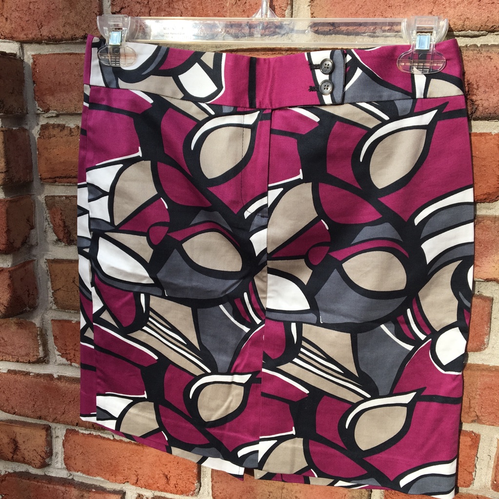 Ann Taylor Geometric Print Skirt Plum Tan Black 4